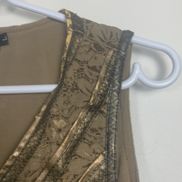 Dancing Couture Rare Sleeveless Top Embellished w Leather. Gold w Bronze Silver - Picture 4 of 17